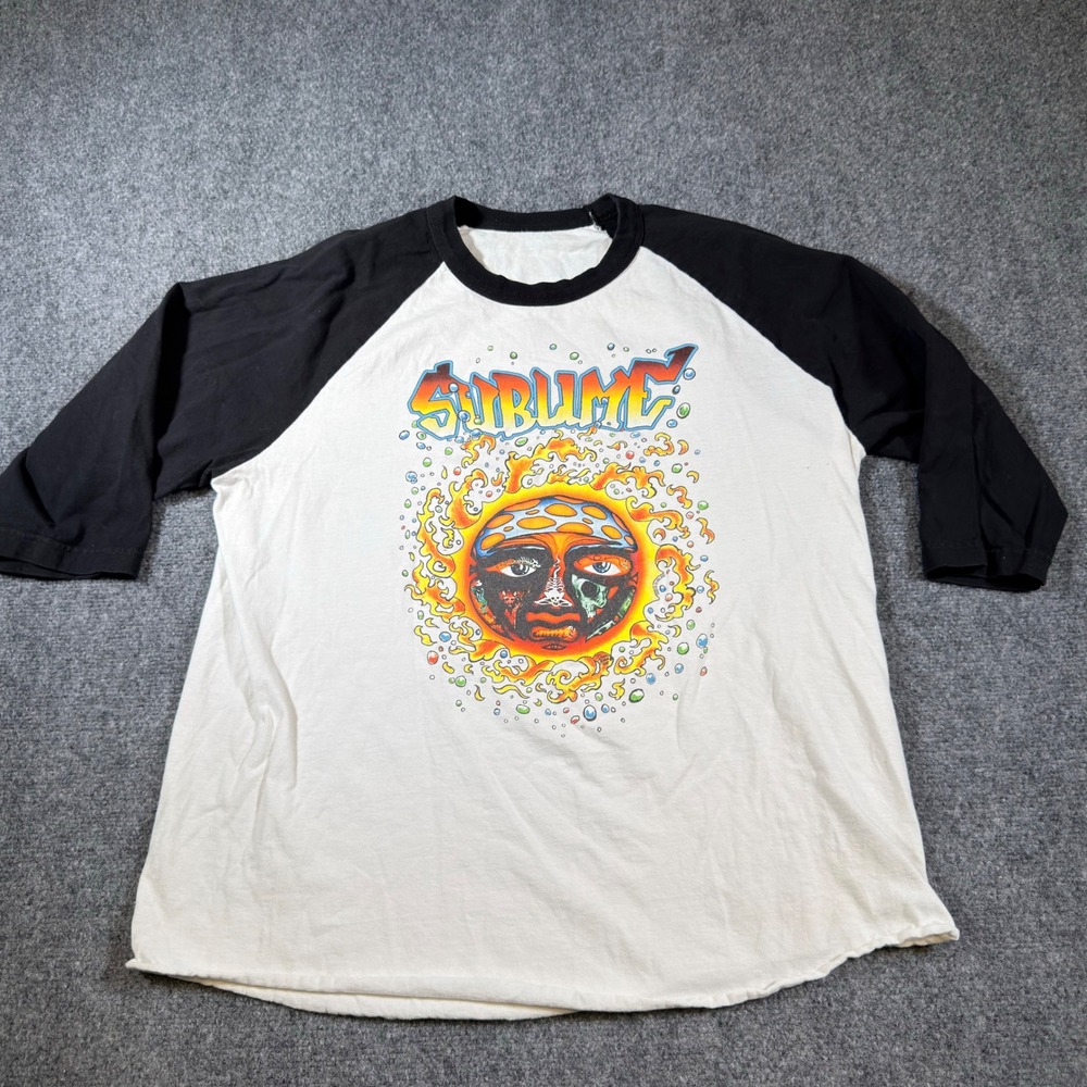 Sublime Sun Logo Raglan Shirt Mens Large 3/4 sleeve